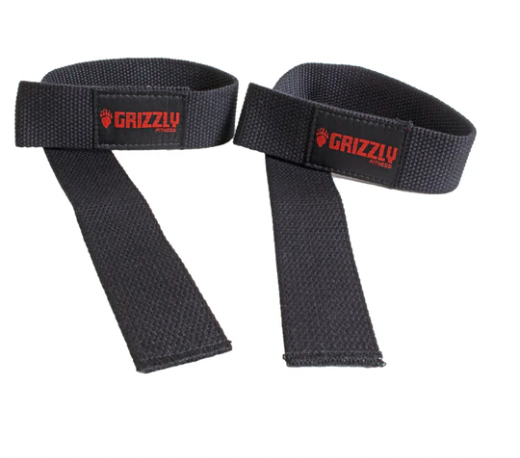 Grizzly Fitness Cotton and Nylon Weight Lifting Wrist Straps BLK