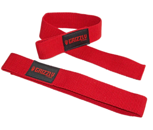 Grizzly Fitness Cotton and Nylon Weight Lifting Wrist Straps RED