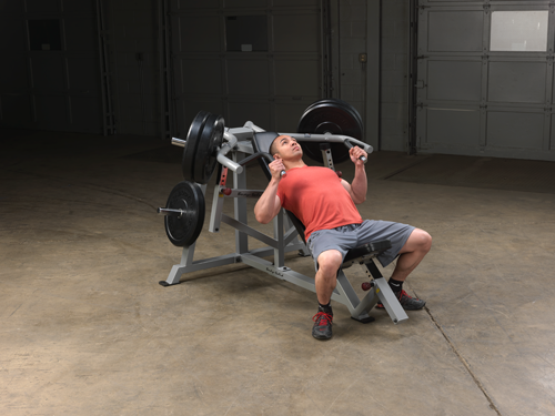 Man Using Body Solid Leverage Incline Press